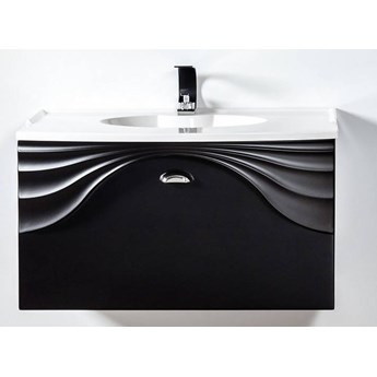 Czarna szafka umywalkowa 80 cm Sanitti Asso ASC-80-2 uchwyt chrom