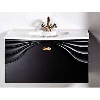 Czarna szafka umywalkowa 80 cm ze złotym uchwytem mat Sanitti Asso