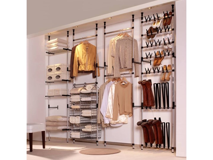 VidaXL System teleskopowych drążków z półkami do garderoby, aluminiowy Pomieszczenie Garderoba