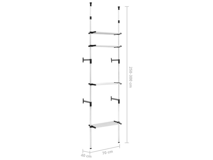 VidaXL System teleskopowych drążków z półkami do garderoby, aluminiowy Pomieszczenie Sypialnia Pomieszczenie Garderoba