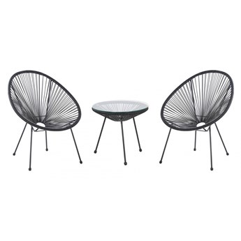 Zestaw mebli balkonowych rattanowy czarny ACAPULCO II kod: 4251682259651