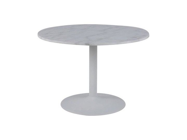 Biały stół na jednej nodze z marmurowym blatem Tarifa Kamień Wysokość 110 cm Metal Wysokość 75 cm Liczba miejsc Do 4 osób