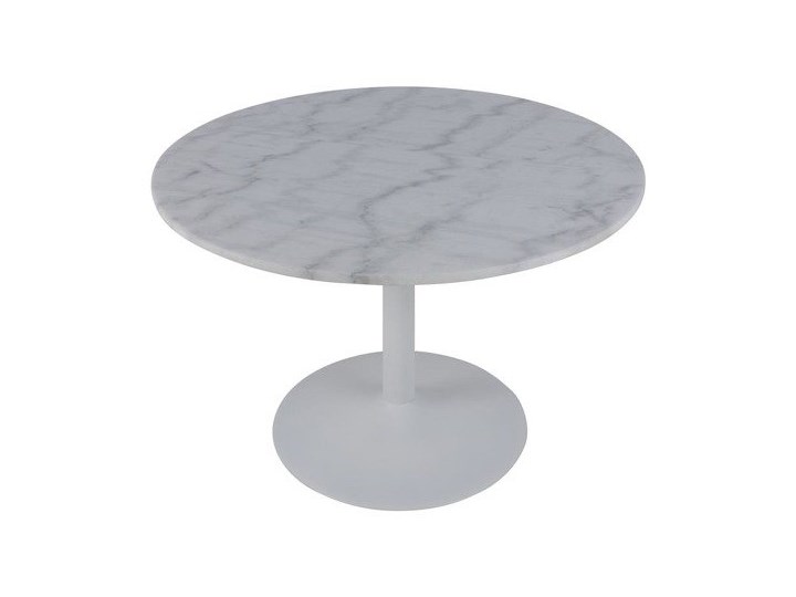Biały stół na jednej nodze z marmurowym blatem Tarifa Wysokość 110 cm Wysokość 75 cm Metal Pomieszczenie Stoły do jadalni Kamień Kategoria Stoły kuchenne