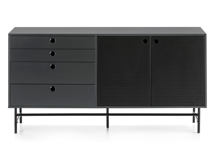 Czarno-niebieska komoda Teulat Punto, szer. 150 cm Z szafkami i szufladami Kolor
