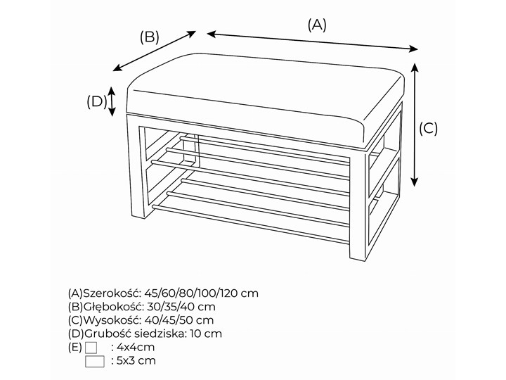 Ławka Tapicerowana do przedpokoju Industrialna SHELF GEOMETRICO - LOFT Materiał obicia Tkanina Kategoria Ławki do salonu