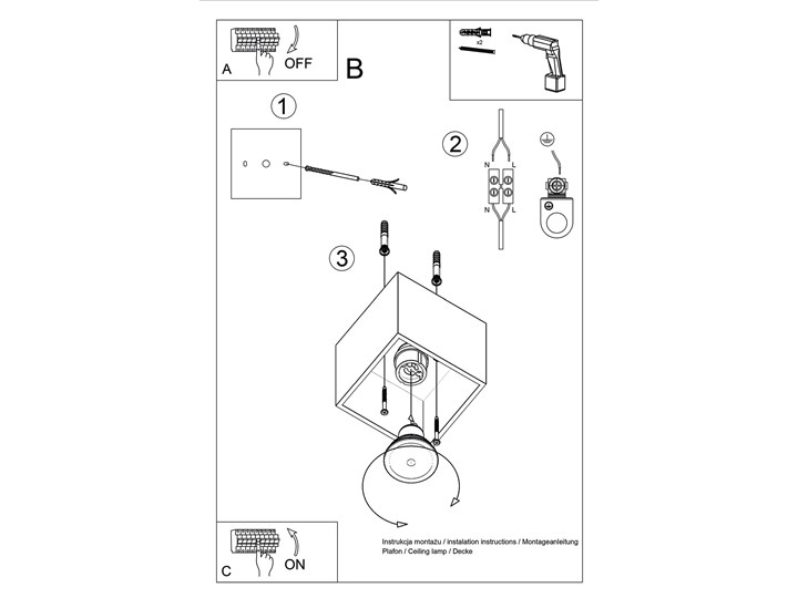 Sollux Lampa PLAFON QUAD 1 BETON Oprawa na Sufit Szary Kwadrat LEd Gu10 Oprawa stropowa Kwadratowe Oprawa halogenowa Oprawa led Kategoria Oprawy oświetleniowe
