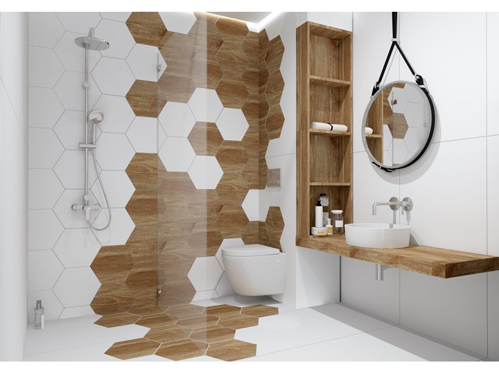 gres heksagon ATLAS WOOD BEIGE 25x28 25x28 cm Płytka bazowa Płytki podłogowe Kategoria Płytki
