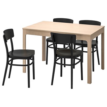 IKEA EKEDALEN / IDOLF Stół i 4 krzesła, brzoza/czarny, 120/180 cm