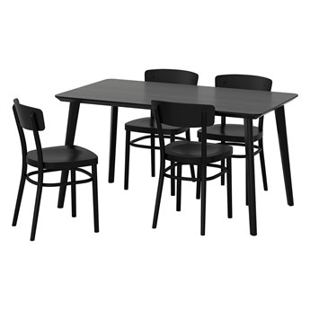 IKEA LISABO / IDOLF Stół i 4 krzesła, czarny/czarny, 140x78 cm