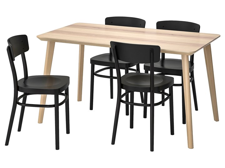 IKEA LISABO / IDOLF Stół i 4 krzesła, okleina jesionowa/czarny, 140x78 cm Kategoria Stoły z krzesłami