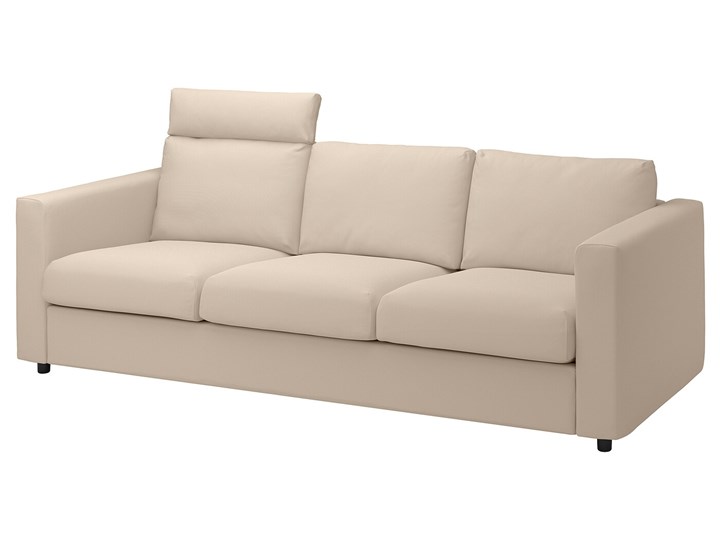 IKEA VIMLE Sofa 3-osobowa, z zagłówkiem/Hallarp beżowy, Wysokość z zagłówkiem: 103 cm Typ Gładkie