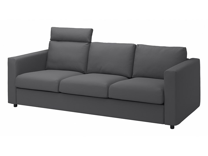 IKEA VIMLE Sofa 3-osobowa, z zagłówkiem/Hallarp szary, Wysokość z zagłówkiem: 103 cm Funkcje Z regulowanymi zagłówkami