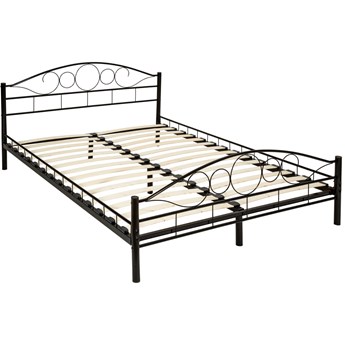 Metalowe łóżko ze stelażem w romantycznym stylu - 200 x 140 cm, czarny