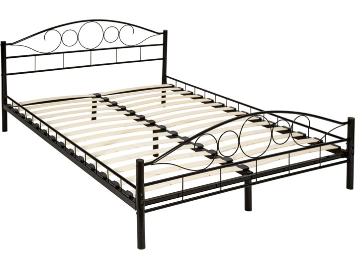 Metalowe łóżko ze stelażem w romantycznym stylu - 200 x 140 cm, czarny
