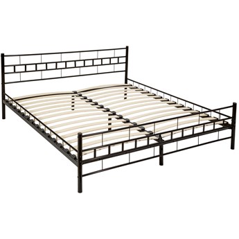 Metalowe łóżko ze stelażem o nowoczesnym designie - 200 x 180 cm, czarny