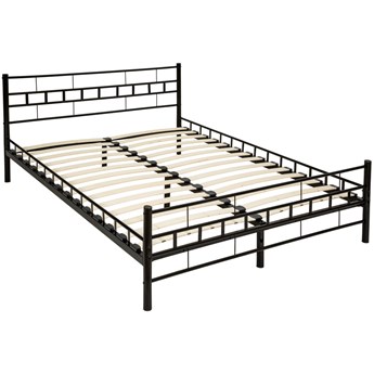 Metalowe łóżko ze stelażem o nowoczesnym designie - 200 x 140 cm, czarny