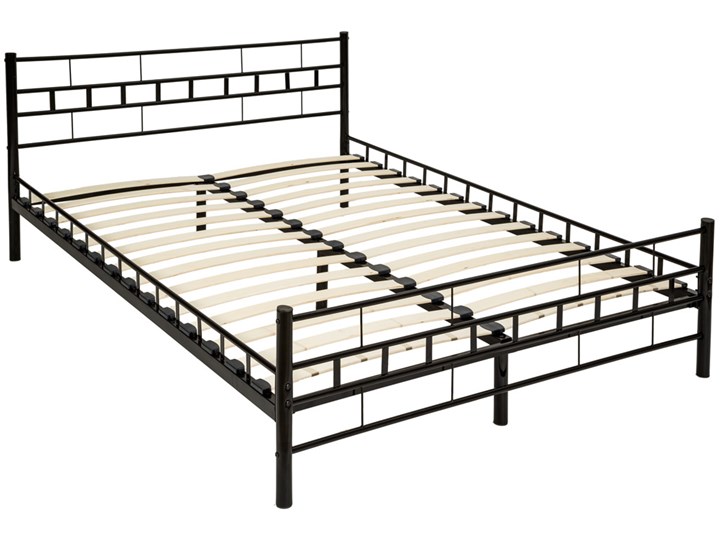 Metalowe łóżko ze stelażem o nowoczesnym designie - 200 x 140 cm, czarny