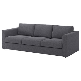 IKEA VIMLE Sofa 3-osobowa, Gunnared średnioszary, Wysokość z poduchami oparcia: 83 cm