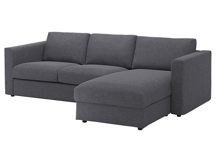 IKEA VIMLE Sofa 3-osobowa, z szezlongiem/Gunnared średnioszary, Wysokość z poduchami oparcia: 83 cm Rozkładanie Prawostronne Kategoria Narożniki