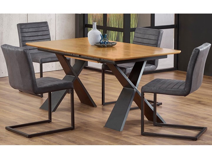 Loftowy stół rozkładany Eden - dąb naturalny Długość 220 cm Długość 90 cm Szerokość 90 cm Styl Industrialny Drewno Wysokość 75 cm Rozkładanie Rozkładane