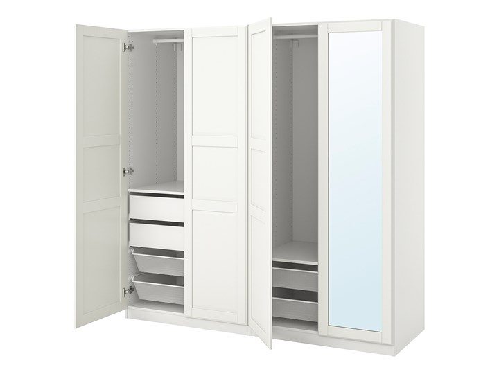 IKEA PAX / TYSSEDAL Kombinacja szafy, biały/lustro, 200x60x201 cm