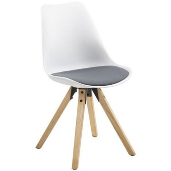 Krzesło z tworzywa z szarą poduszką Repo na drewnianych nogach
