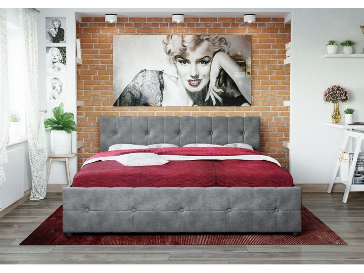 ŁÓŻKO Z MATERACEM TAPICEROWANE 160X200 1337 POPIEL WELUR Łóżko tapicerowane Rozmiar materaca 160x200 cm