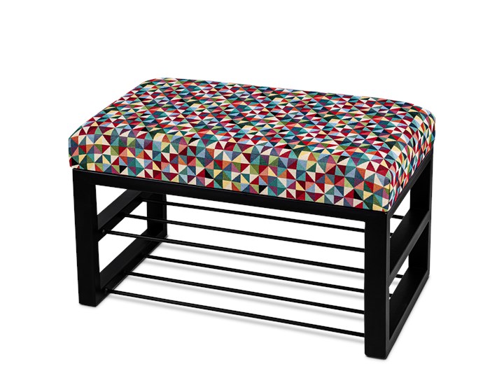 Ławka Tapicerowana do przedpokoju Industrialna SHELF GEOMETRICO - LOFT Materiał obicia Tkanina Styl Industrialny