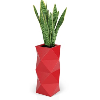Wysoka donica nowoczesna Asti 78 cm z półką, czerwona