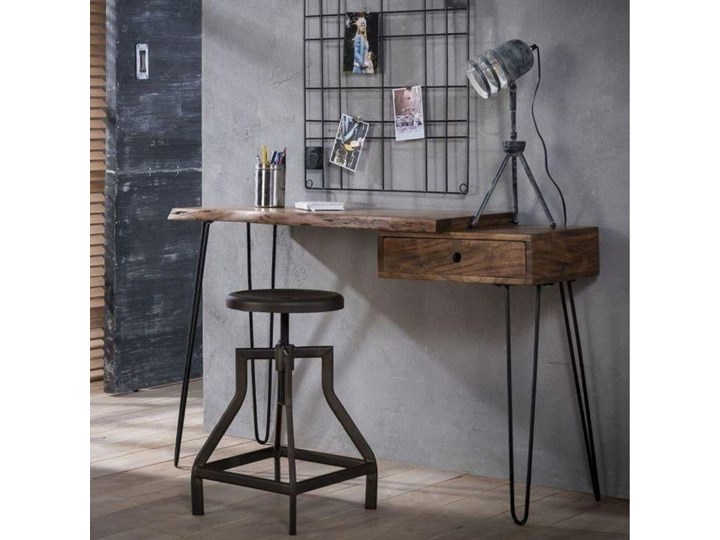 Biurko Live Edge 120x37 cm drewniane Metal Szerokość 120 cm Pomieszczenie Biuro Drewno Styl Industrialny