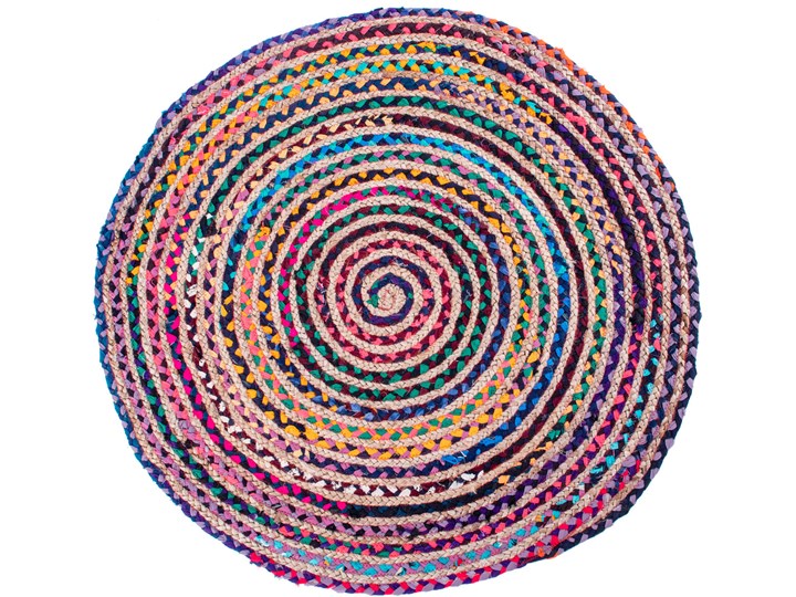 Dywan bawełniany kolorowy 100 cm Dywany Pomieszczenie Pokój nastolatka Bawełna Okrągły Juta 100x100 cm Kolor Wielokolorowy