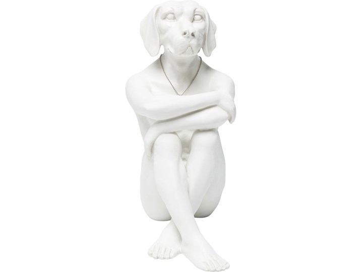 Figurka dekoracyjna Gangster Dog 26x33 cm kremowa Zwierzęta Tworzywo sztuczne Kolor Biały