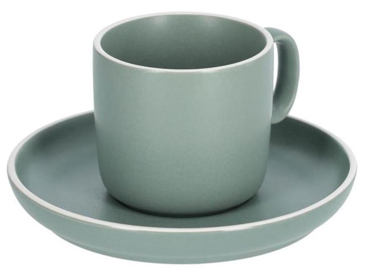 Filiżanka do kawy ze spodkiem Shun porcelanowy zielony Filiżanka ze spodkiem Porcelana Filiżanka do herbaty Kolor Biały