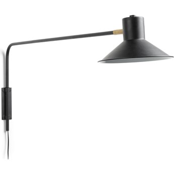 Lampa ścienna metalowa czarna na wysięgniku 20x33 cm