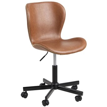 Krzesło biurowe z ekoskóry brązowe nogi czarne