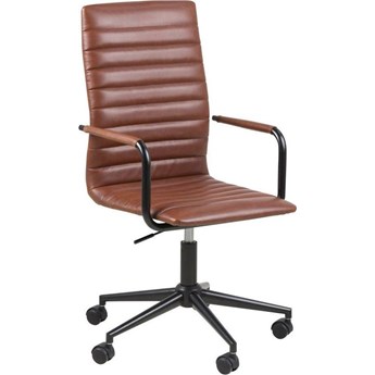 Krzesło biurowe z ekoskóry z podłokietnikami brązowe