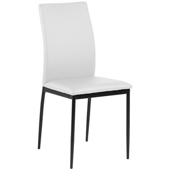 Krzesło do jadalni z ekoskóry białe nogi czarne
