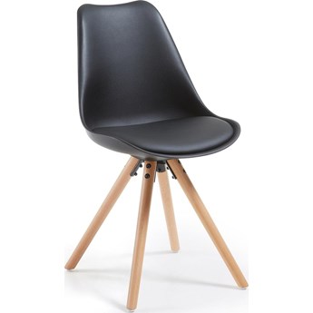 Krzesło Ralf czarne z drewnianymi nogami