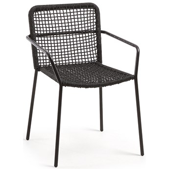 Krzesło ogrodowe z czarnej liny i galwanizowanej stali