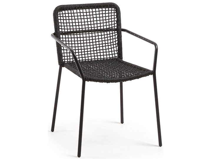 Krzesło Ellen z czarnej liny i galwanizowanej stali Tworzywo sztuczne Metal Kategoria Krzesła ogrodowe