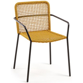 Krzesło ogrodowe z żółtej liny i galwanizowanej stali