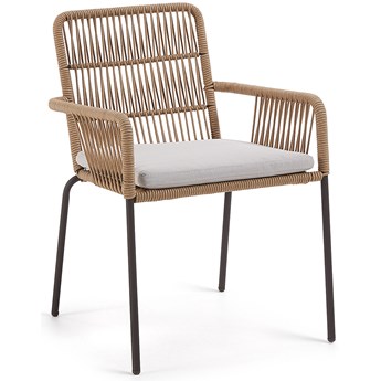 Krzesło ogrodowe ażurowe brązowe nogi czarne metalowe 56x56 cm