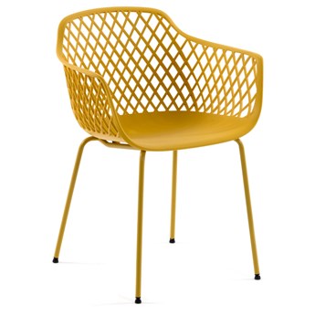 Krzesło ogrodowe z tworzywa sztucznego z podłokietnikami żółte