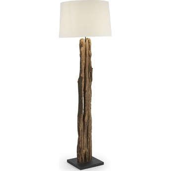 Lampa podłogowa drewniana klosz materiałowy biały Ø55x175 cm