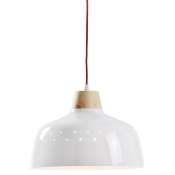 Lampa wisząca biała kabel czerwony 17 cm