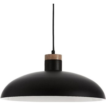 Lampa wisząca metalowa z drewnianą ozdobą czarna 17 cm