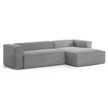 Sofa 3-osobowa Blok z szezlongiem z prawej strony z szarego sztruksu 300 cm