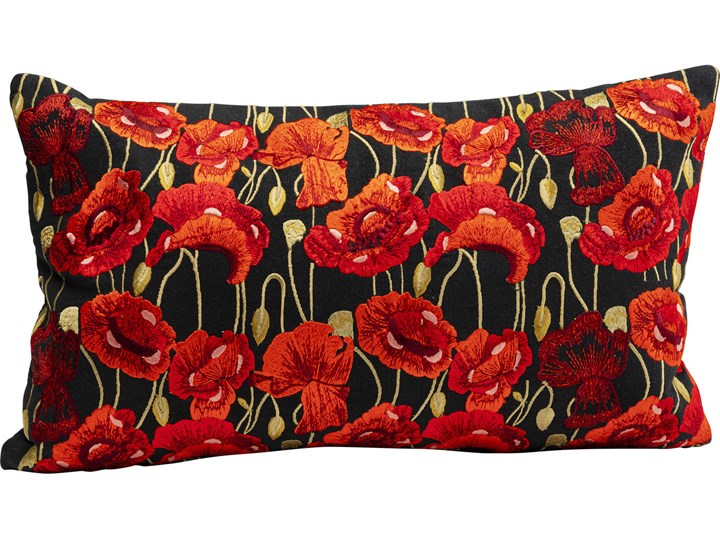 Poduszka dekoracyjna Poppy Black 50x30 cm Poliester Bawełna Prostokątne Poszewka dekoracyjna 30x50 cm Kategoria Poduszki i poszewki dekoracyjne