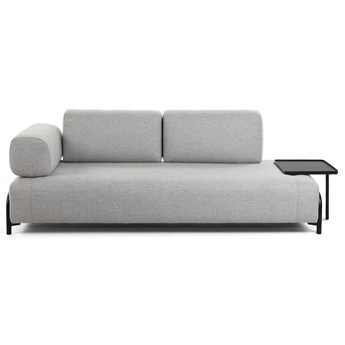 Sofa 3 osobowa z tacką szara nogi czarne 252x98 cm
