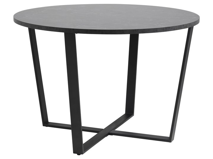 Stół okrągły czarny blat z marmurowym wzorem metalowe nogi Ø110x75 cm
